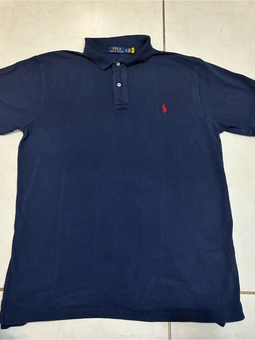 Vintage Polo Ralph Lauren Men’s Large Cotton Shirt Navy Blue Red Pony